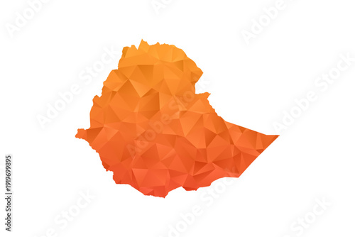 Ethiopia Map - Polygon Style Vector Illustration in Orange Gradient, Low Poly Geometric Design, Isolated on White Background for Infographics and Education.