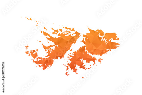 Falkland Islands Map - Polygon Style Vector Illustration in Orange Gradient, Low Poly Geometric Design, Isolated on White Background for Infographics and Education.