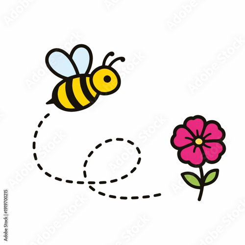 Springtime nature background with bee and floral elements vector