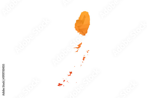 Saint Vincent and the Grenadines Map - Polygon Style Vector Illustration in Orange Gradient, Low Poly Geometric Design, Isolated on White Background for Infographics and Education.