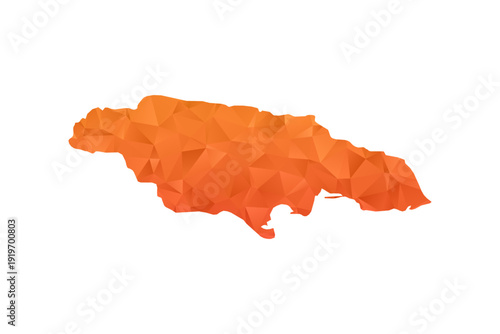 Jamaica Map - Polygon Style Vector Illustration in Orange Gradient, Low Poly Geometric Design, Isolated on White Background for Infographics and Education.