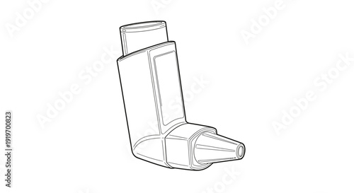 Asthma Inhaler Medical Device Line Art Illustration