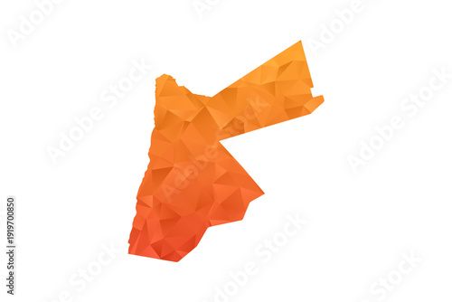 Jordan Map - Polygon Style Vector Illustration in Orange Gradient, Low Poly Geometric Design, Isolated on White Background for Infographics and Education.