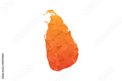 Sri Lanka Map - Polygon Style Vector Illustration in Orange Gradient, Low Poly Geometric Design, Isolated on White Background for Infographics and Education.
