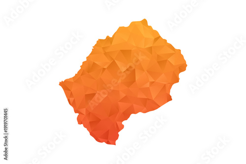 Lesotho Map - Polygon Style Vector Illustration in Orange Gradient, Low Poly Geometric Design, Isolated on White Background for Infographics and Education.