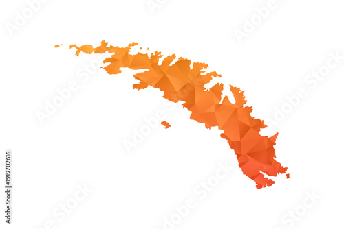 South Georgia and the South Sandwich Islands Map - Polygon Style Vector Illustration in Orange Gradient, Low Poly Geometric Design, Isolated on White Background for Infographics and Education.