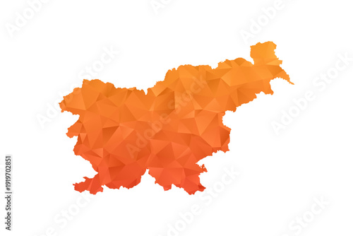 Slovenia Map - Polygon Style Vector Illustration in Orange Gradient, Low Poly Geometric Design, Isolated on White Background for Infographics and Education.