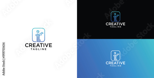 Digital technology logo icon vector. I initial logo design.