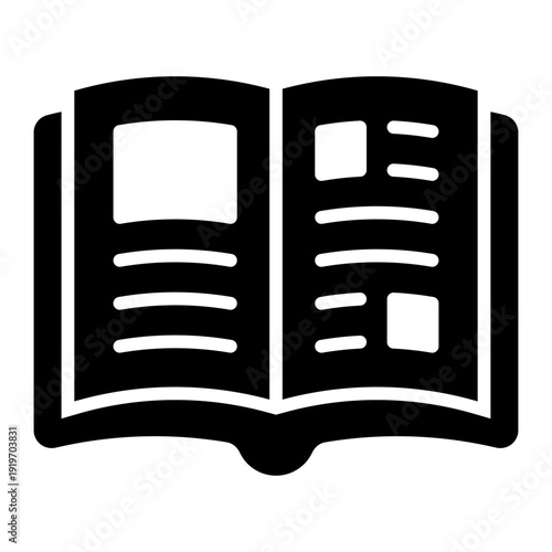 Open book glyph icon. Reading and learning. Study process