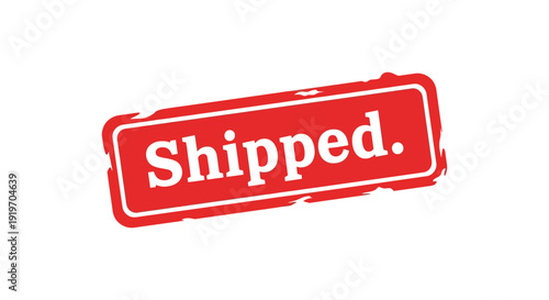 A vibrant red rectangular stamp displaying the word shipped in white ideal for digital use on transparent background silhouette high quality