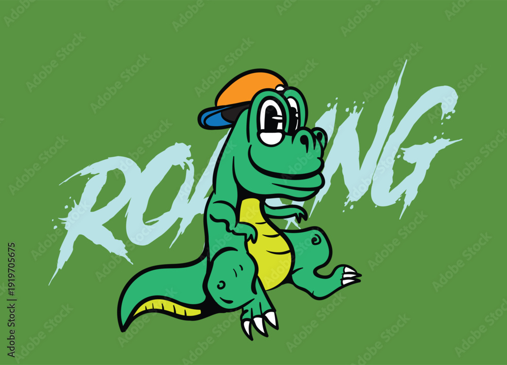 Fototapeta premium dinosaur illustration with japanese style for kaijune event