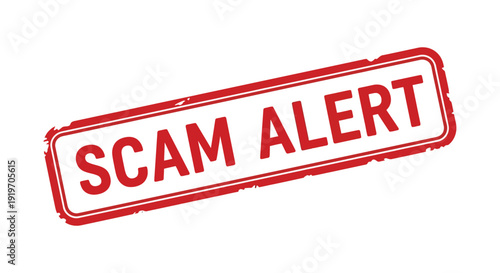 A bold red rectangular stamp displaying the text scam alert ideal for warnings on transparent background silhouette high quality professional detailed