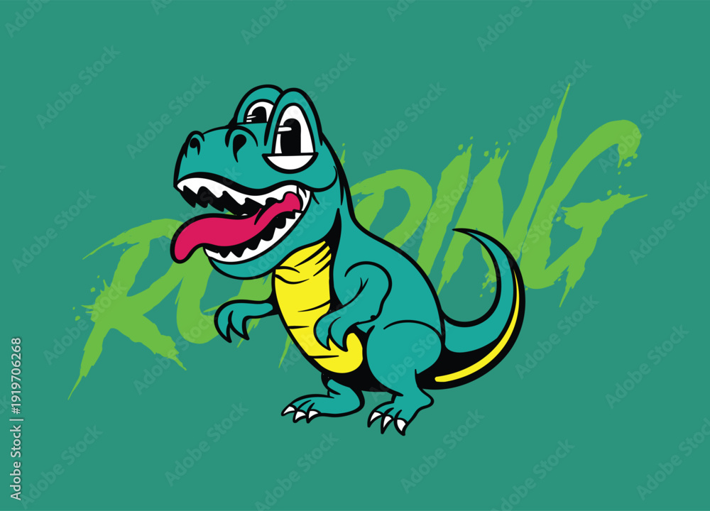 Fototapeta premium dinosaur illustration with japanese style for kaijune event