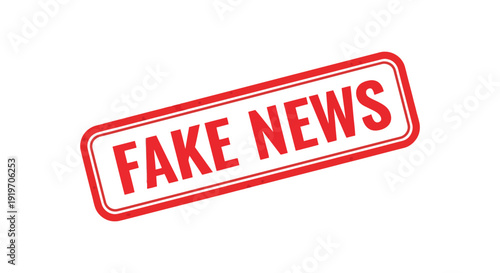 A red stamp with the words fake news boldly displayed ideal for digital use on transparent background silhouette high quality professional
