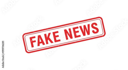 A bold red stamp declaring fake news with a distressed texture ideal for digital projects on transparent background silhouette high quality