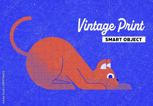 Duotone Grainy Vintage Print Effect Mockup