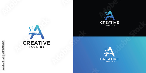 Digital technology logo icon vector.A initial logo design.