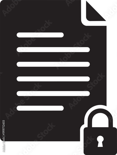Document Icon with Padlock, Symbolizing Confidentiality, Legal Protection, and Secure Information Storage