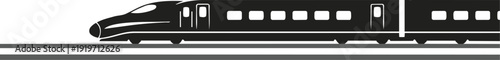 Modern High-Speed Train Silhouette on Tracks, Symbolizing Fast Travel, Commuting, and Transportation Technology