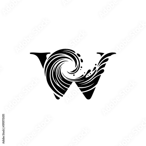 Stylized Letter W with Wave Design. Free Download Stylized Letter W with Wave Design. - GFXLoad