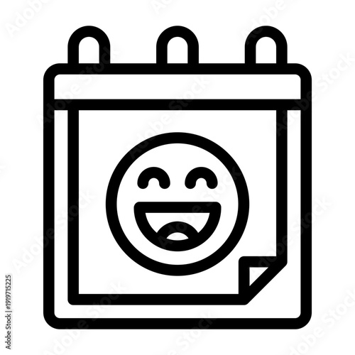 laugh calendar outline icon. funny date reminder. playful schedule. cheerful planning
