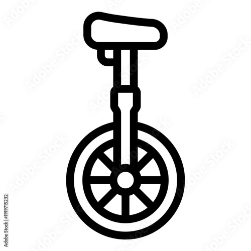unicycle outline icon. circus balance ride. playful performance. comic skill
