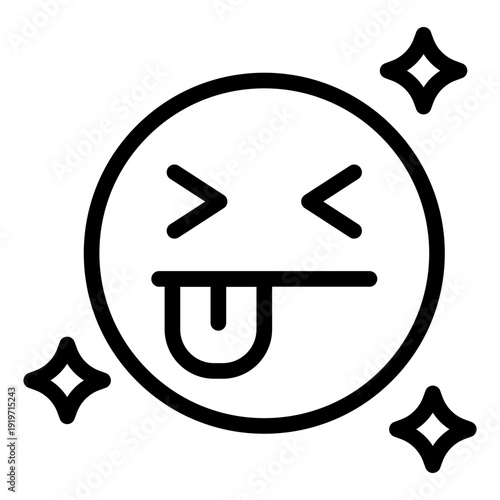 joke emotoutline icon icon. expressive face reaction. playful humor. funny emotion