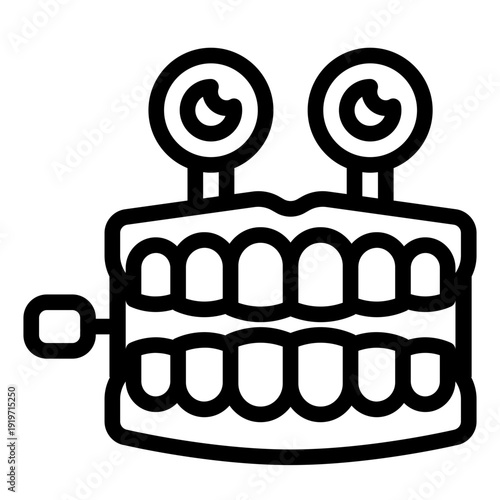 chattering teeth outline icon. comic wind toy. playful gag. novelty item