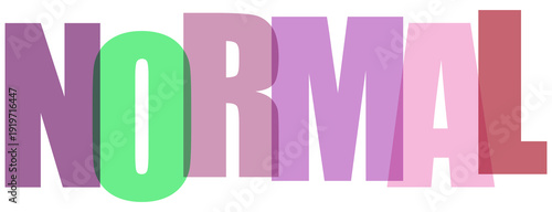 Tableau sur toile Colorful and bold word normal displayed in a gradient font style isolated on tra