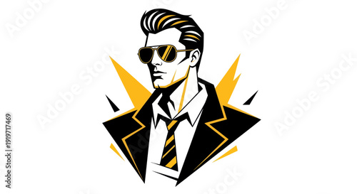 Stylish man in sunglasses vector illustration on white background