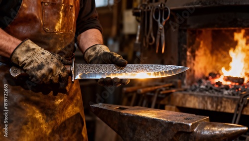 Wallpaper Mural 新しく鍛えた刃を確認する鍛冶屋のフォトリアル写真 Torontodigital.ca