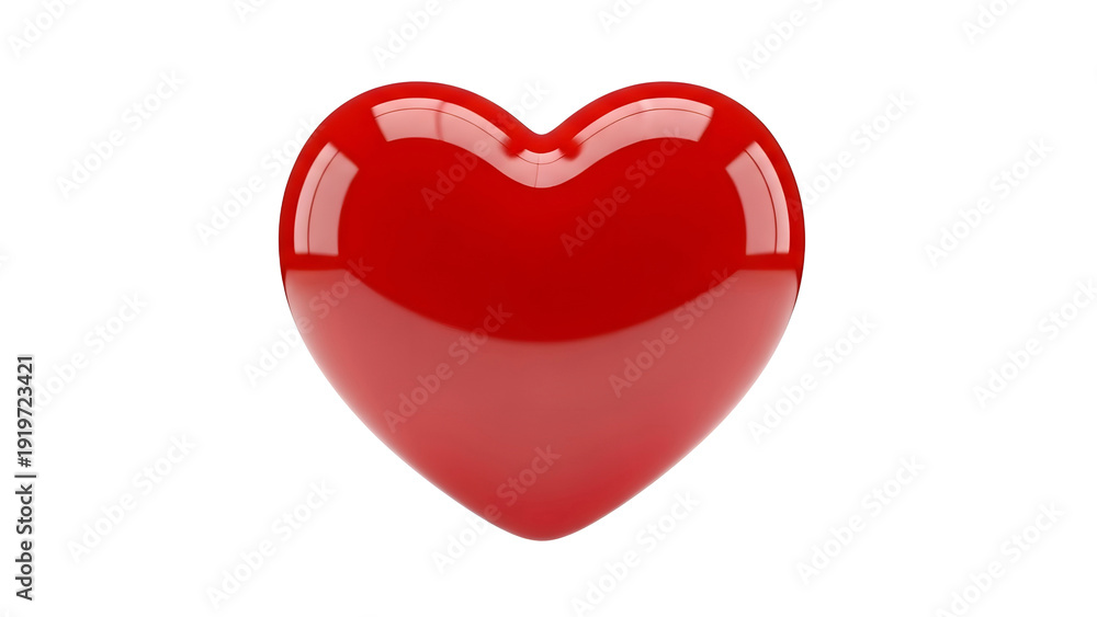 Fototapeta premium Shiny red heart symbol on transparent background for love and valentine's day concepts