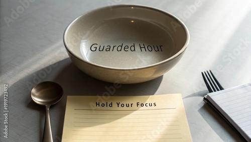 Empty Bowl with Focus Reminder on Muted Tabletop