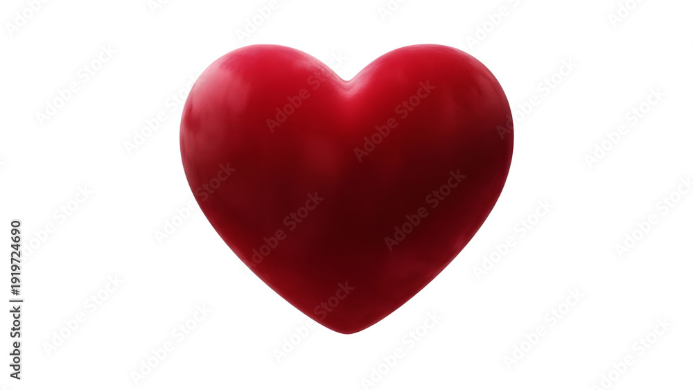 Fototapeta premium Red heart symbol isolated on transparent background with soft lighting and smooth texture