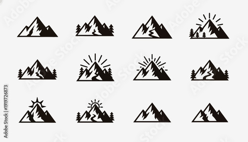 Flat Design Mountain Logo Set