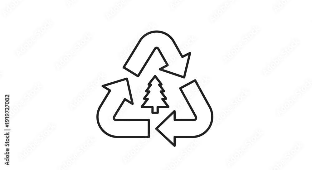 Fototapeta premium Recycling Symbol with Tree Inside Arrows.