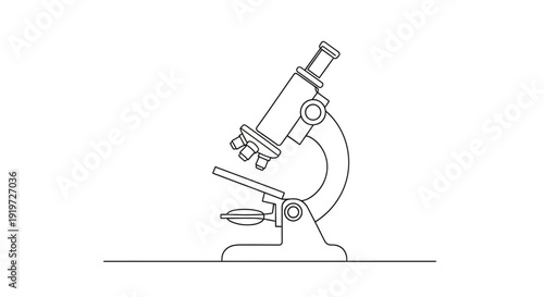 Microscope Illustration Simple Line Art Design.