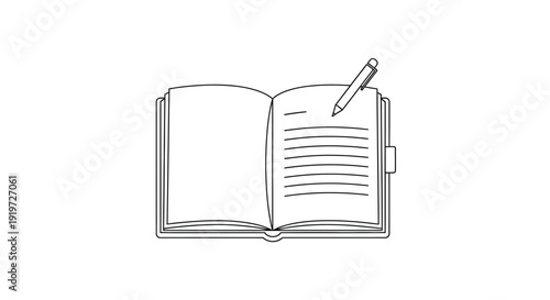 Open book with pen on page.