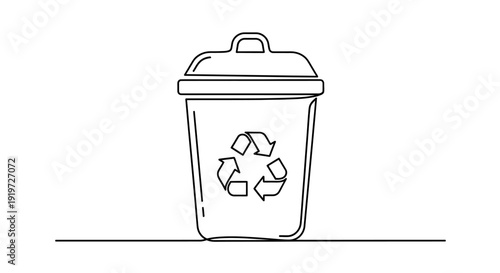 Recycling Bin with Recycling Symbol Illustration.