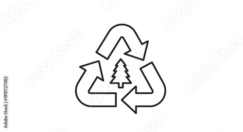 Recycling Symbol with Tree Inside Arrows.