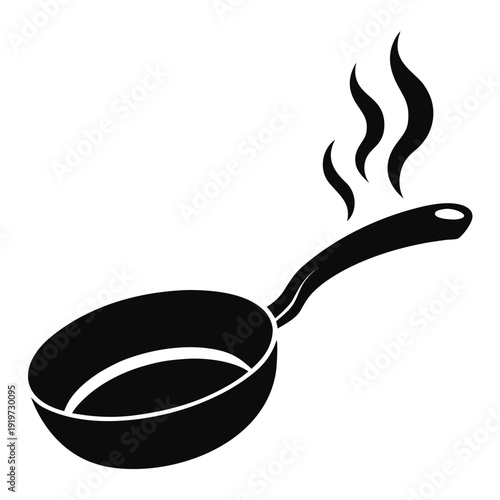Professional Kitchen Frying Pan Illustration in Black and White Vector Style