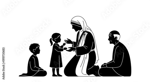 Family in traditional attire sitting together in a moment of connection and love