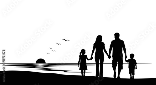 Family Silhouette Holding Hands Together Walking 1.