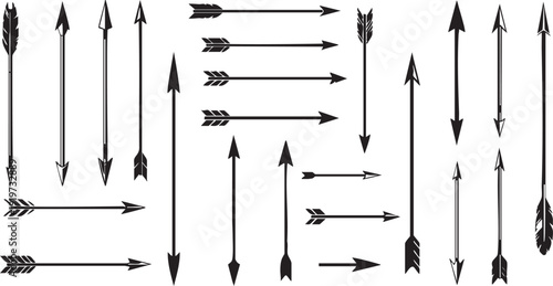 Black arrows on white background pointing in different directions directional arrows arrowheads