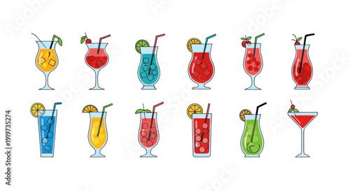 Colorful cocktail drinks illustration