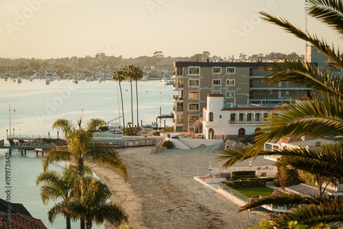 View of China Cove Beach at sunset in Corona Del Mar, Newport Beach, California