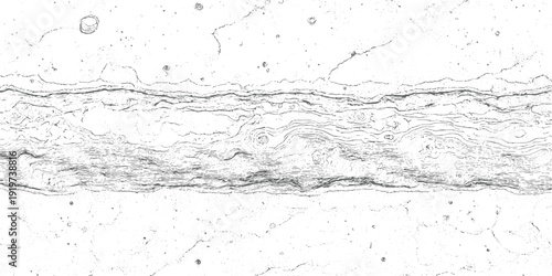 Detailed monochrome line of planetary surface with craters and swirling geological formations