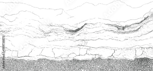 Abstract monochrome textured layers with cracked surface and granular base layered