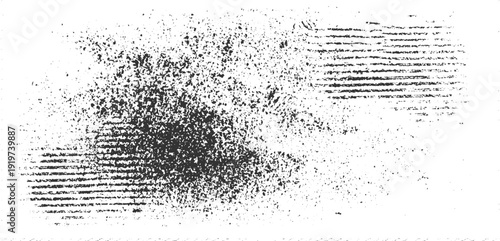 Grungy black and white abstract texture with scattered dots and horizontal lines grunge