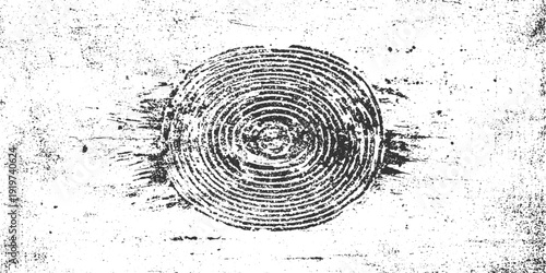 Black fingerprint texture with concentric rings and distressed white background grunge